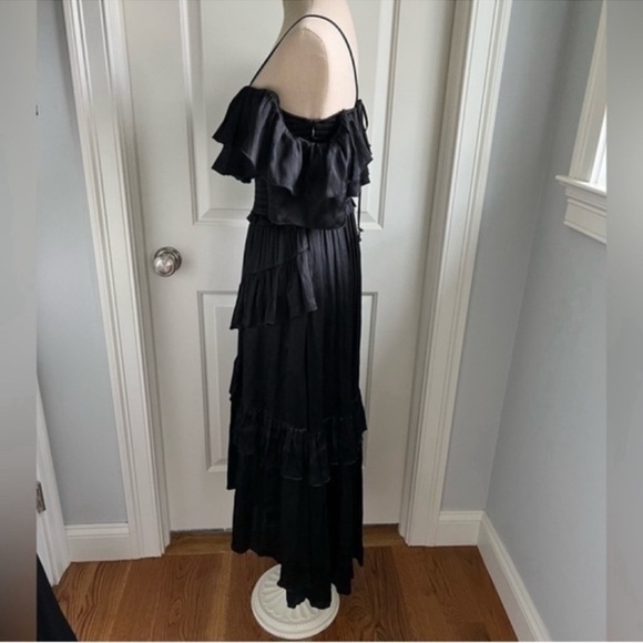 NWT Ulla Johnson Black Silk Louisa Ruffle Silk Tiered Dress - Picture 9 of 12